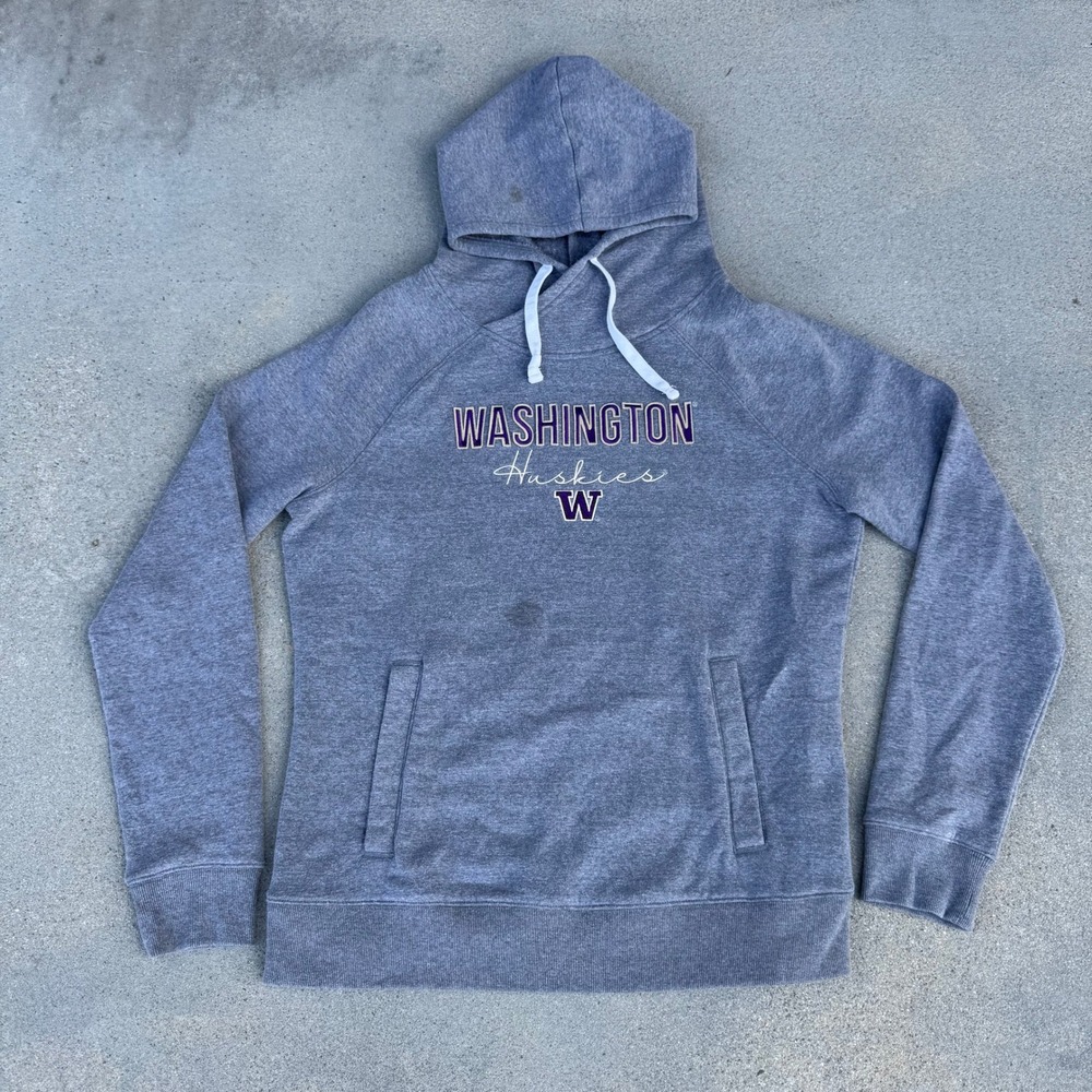 Washington Huskies Hoodie Mens Large Gray Fleece Sweatshirt